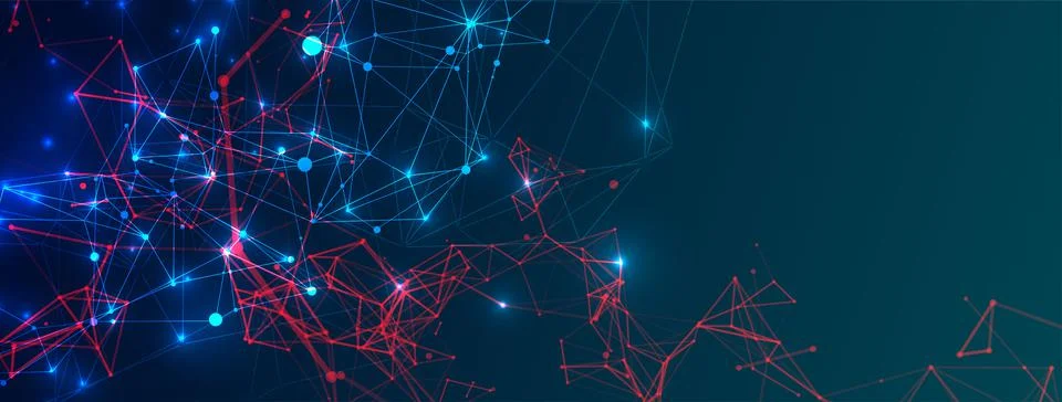 Abstract polygonal vector science background with connecting dots and lines. Stock Illustration