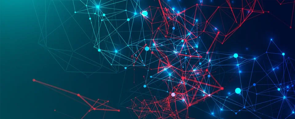 Abstract polygonal vector science background with connecting dots and lines. Illustrazione stock