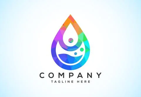 Abstract polygonal water drop logo sign symbol. Low poly water drop Logo. G.. Illustrazione stock