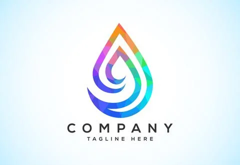 Abstract polygonal water drop logo sign symbol. Low poly water drop Logo. G.. Illustrazione stock