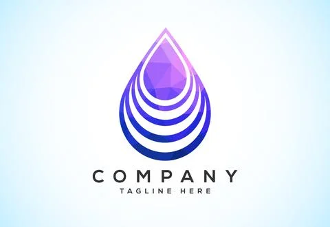 Abstract polygonal water drop logo sign symbol. Low poly water drop Logo. G.. Stock Illustration