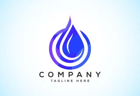 Abstract polygonal water drop logo sign symbol. Low poly water drop Logo. G.. Illustrazione stock
