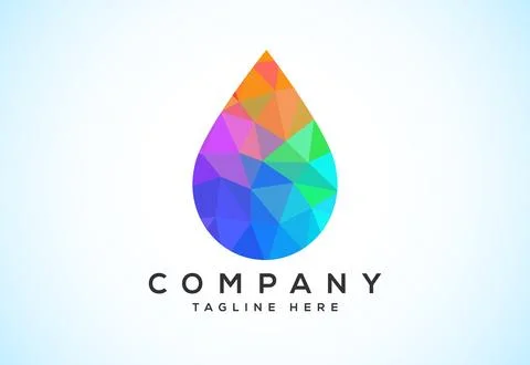 Abstract polygonal water drop logo sign symbol. Low poly water drop Logo. G.. Illustrazione stock
