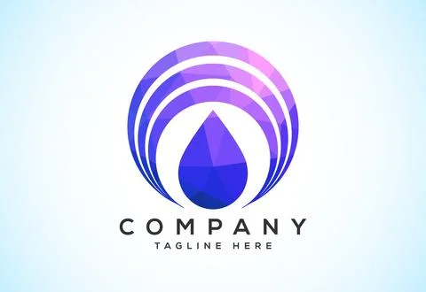 Abstract polygonal water drop logo sign symbol. Low poly water drop Logo. G.. Stock Illustration