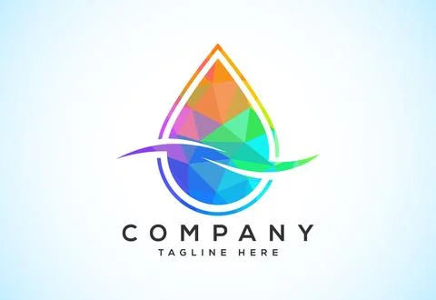 Abstract polygonal water drop logo sign symbol. Low poly water drop Logo. G.. Stock Illustration