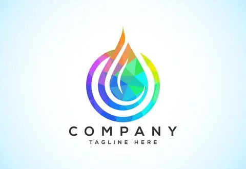 Abstract polygonal water drop logo sign symbol. Low poly water drop Logo. G.. Stock Illustration
