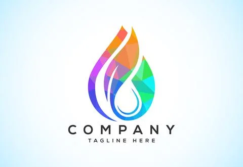 Abstract polygonal water drop logo sign symbol. Low poly water drop Logo. G.. Stock Illustration