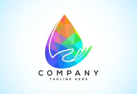 Abstract polygonal water drop logo sign symbol. Low poly water drop Logo. G.. Stock Illustration