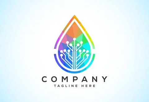 Abstract polygonal water drop logo sign symbol. Low poly water drop Logo. G.. Stock Illustration