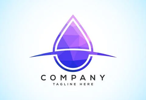 Abstract polygonal water drop logo sign symbol. Low poly water drop Logo. G.. Illustrazione stock