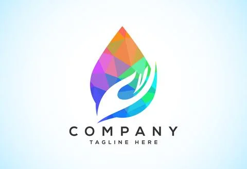 Abstract polygonal water drop logo sign symbol. Low poly water drop Logo. G.. Illustrazione stock