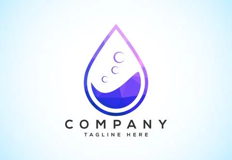 Abstract polygonal water drop logo sign symbol. Low poly water drop Logo. G.. Illustrazione stock