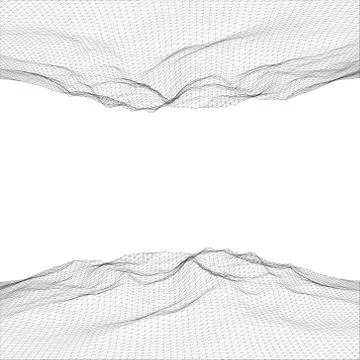 Abstract polygonal wave wireframe background. Vector illustration. Иллюстрация