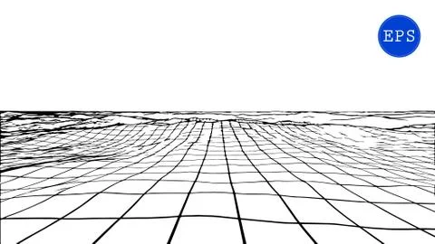 Abstract polygonal wave wireframe background. Vector illustration Stock Illustration