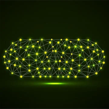 Abstract polygonal wireframe of pill capsule, vector illustration Stock Illustration