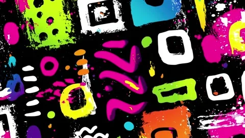 Abstract Pop Art Background With Neon Squares and Magenta Scribble Stock-Footage 315512855
