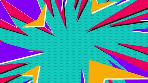 Abstract Pop Art Comic Background with Dynamic Geometric Shapes and Vibrant.. Stock Footage 318345202