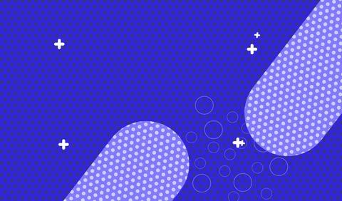 Abstract Pop Art Halftone Background With Blue Rounded Shapes And Yellow Do.. Stock Illustration
