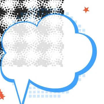 Abstract pop art style speech bubble graphic with pixelated background for .. Stock Illustration
