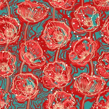 Abstract poppies Stock Illustration