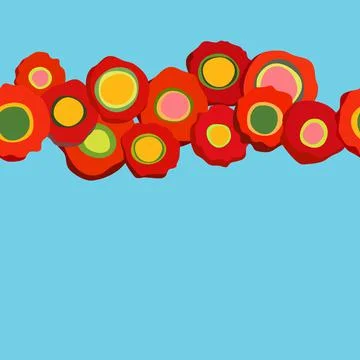 Abstract Poppies Seamless Vector Border Stock Illustration