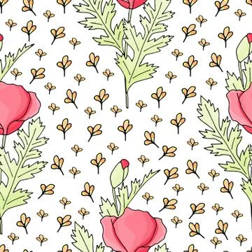 Abstract poppy seamless pattern for textile design. Floral seamless vector pa Stock Illustration
