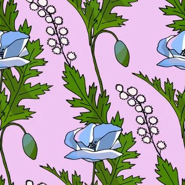 Abstract poppy seamless pattern for textile design. Floral seamless vector pa Stock Illustration
