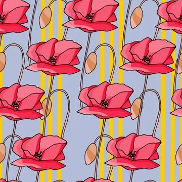 Abstract poppy seamless pattern for textile design. Floral seamless vector pa Stock Illustration