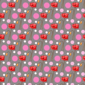 Abstract poppy seamless pattern for textile design. Floral seamless vector pa Stock Illustration