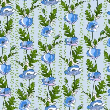 Abstract poppy seamless pattern for textile design. Floral seamless vector pa Stock Illustration