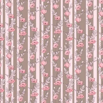 Abstract poppy seamless pattern for textile design. Floral seamless vector pa Stock Illustration