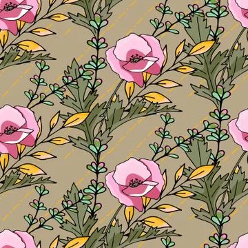 Abstract poppy seamless pattern for textile design. Floral seamless vector pa Illustrazione stock
