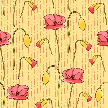 Abstract poppy seamless pattern for textile design. Floral seamless vector pa Stock Illustration