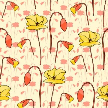 Abstract poppy seamless pattern for textile design. Floral seamless vector pa Stock Illustration
