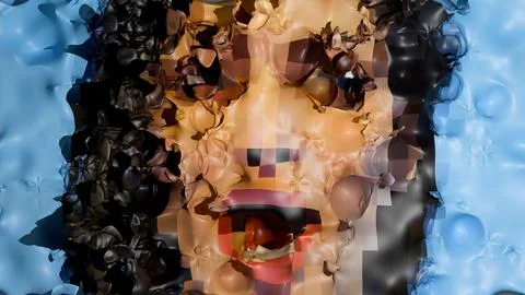 Abstract Portrait 3D Illustration of a Screaming Woman Digital Painting Stock-Illustration