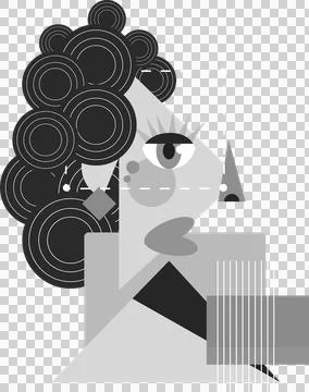 Abstract portrait is being shown in flat design, circles, triangular face on 스톡 일러스트