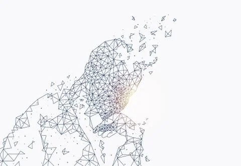 Abstract Portrait of Man Composed of Triangles Illustrazione stock