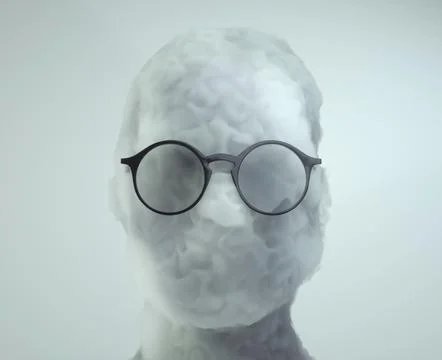 Abstract portrait of a man, made of clouds. Complexity and brainstorming co.. Stock Illustration