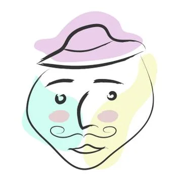 Abstract portrait. Vector hand-drawn illustration. Color printing for textile Stock Illustration