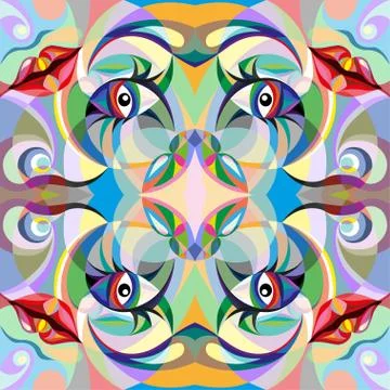 Abstract portrait of woman, pattern Stock Illustration