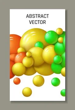 Abstract poster. 3d balloon different bright colors, colorful plastic sphere Stock Illustration