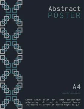 Abstract poster in A4 format with geometric shapes. Stock Illustration