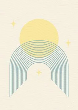 Abstract poster with arch in boho style illustration. Stock Illustration