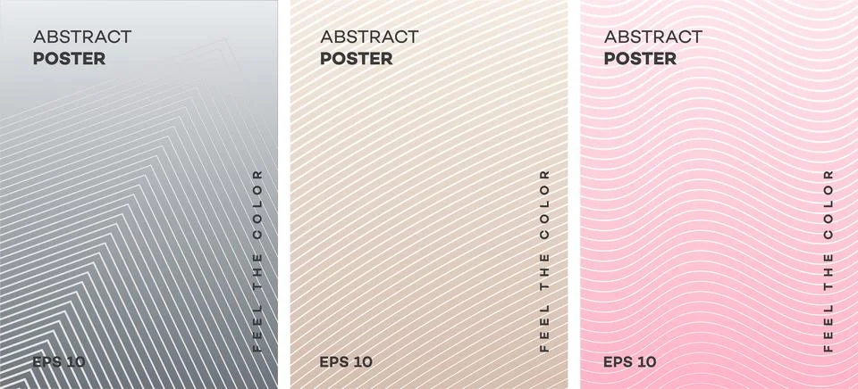 Abstract poster designs with line patterns on gradient backgrounds 스톡 일러스트