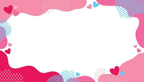 Abstract poster featuring an organic shape frame decorated with hearts. Stock Illustration