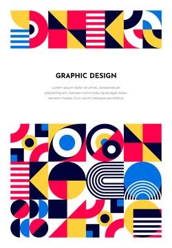 Abstract poster with geometric pattern borders Stock Illustration