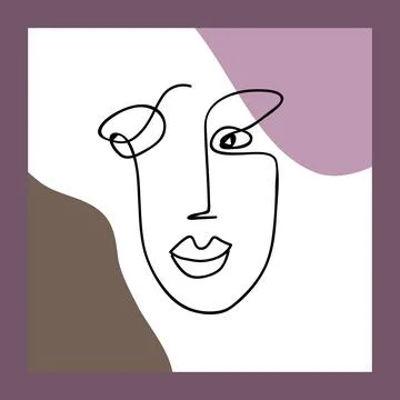 Abstract poster with a hand-drawn face. Modern, minimalistic style. Vector Illustrazione stock