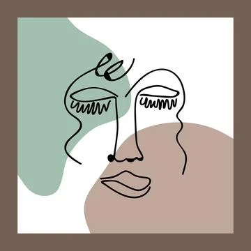 Abstract poster with a hand-drawn face. Modern, minimalistic style. Vector Stock Illustration