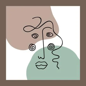 Abstract poster with a hand-drawn face. Modern, minimalistic style. Vector Stock Illustration