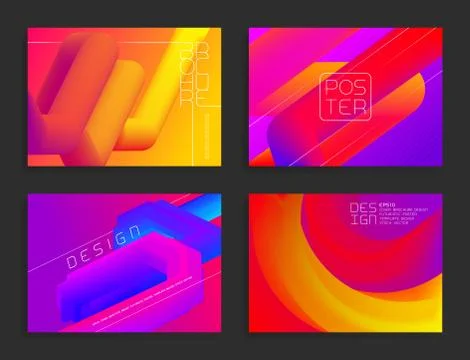 Abstract poster templates. Vector bright backgrounds with colorful shapes. Stock Illustration
